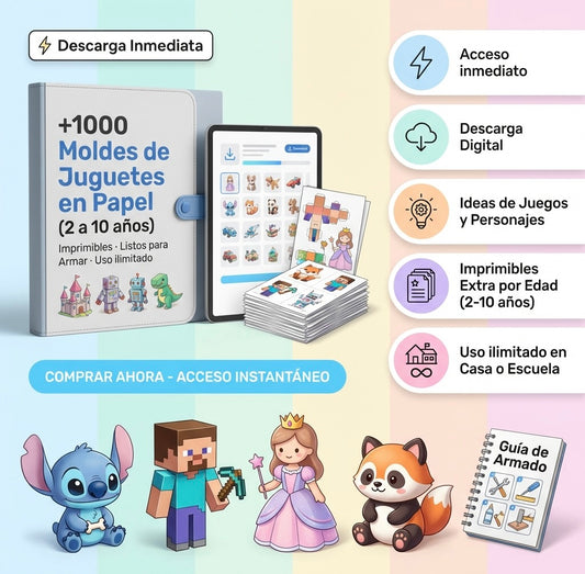 +1500 Moldes para Juguetes de Papel + 5 Guías Prácticas